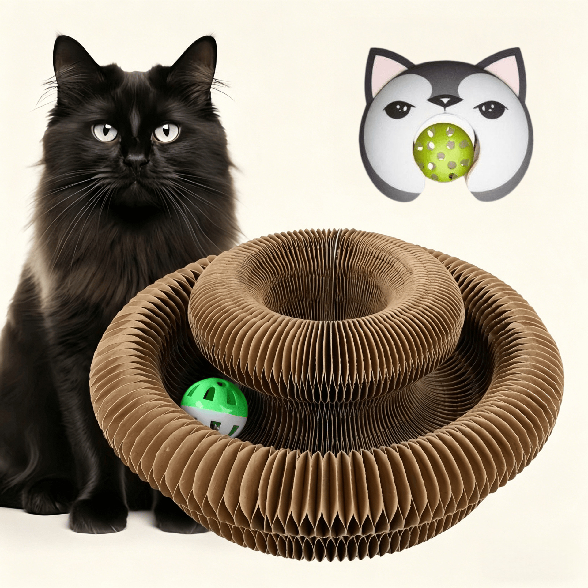 Órgano mágico para gatos agarrar tablero juguete para gatos auto-hi alivio de aburrimiento con campana papel corrugado resistente al agarramiento plegable juguete para gatos