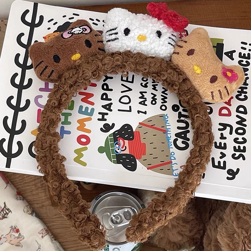 Piero negro KT máscara facial para mujeres hawaianas para lavar la cara especial maquillaje banda de pelo lindos clips de pelusa de gato de dibujos animados