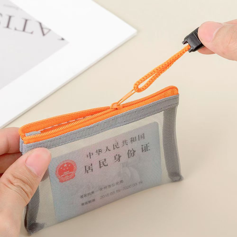Card Mini Mesh Bag Transparent Document Bag Office Information Bag Student Test Paper Bag Portable Zipper Storage Bag