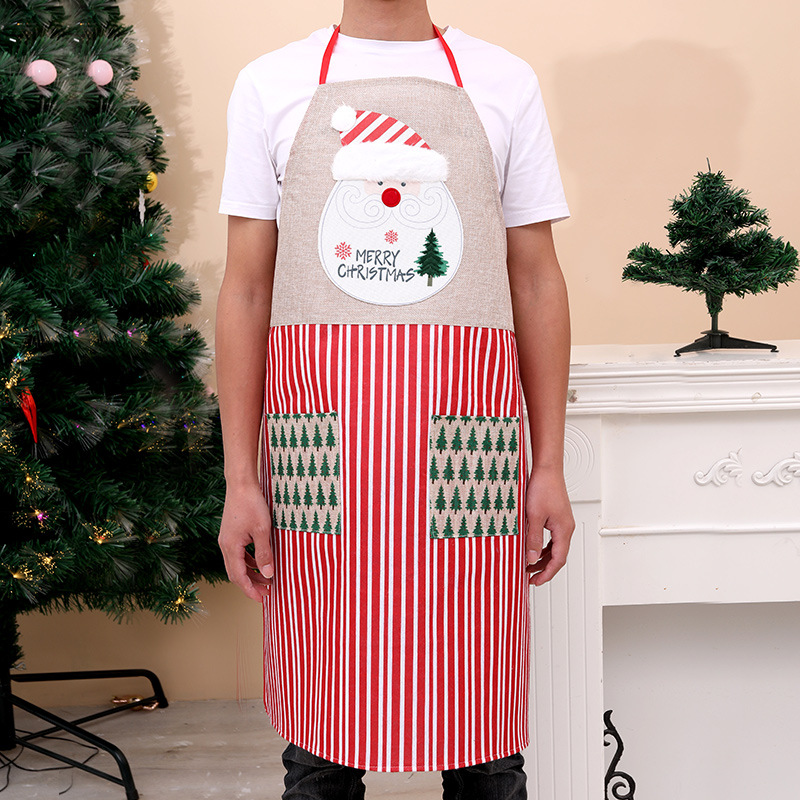 Cross-border Christmas decoration supplies kitchen decoration apron fabric restaurant atmosphere decoration cartoon old man linen