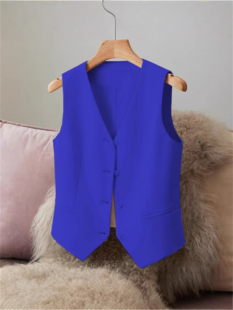Women's Slim-Fit Suit Vest, Short Style, Suitable for Petite Women, Fashionable and Elegant for Commuting