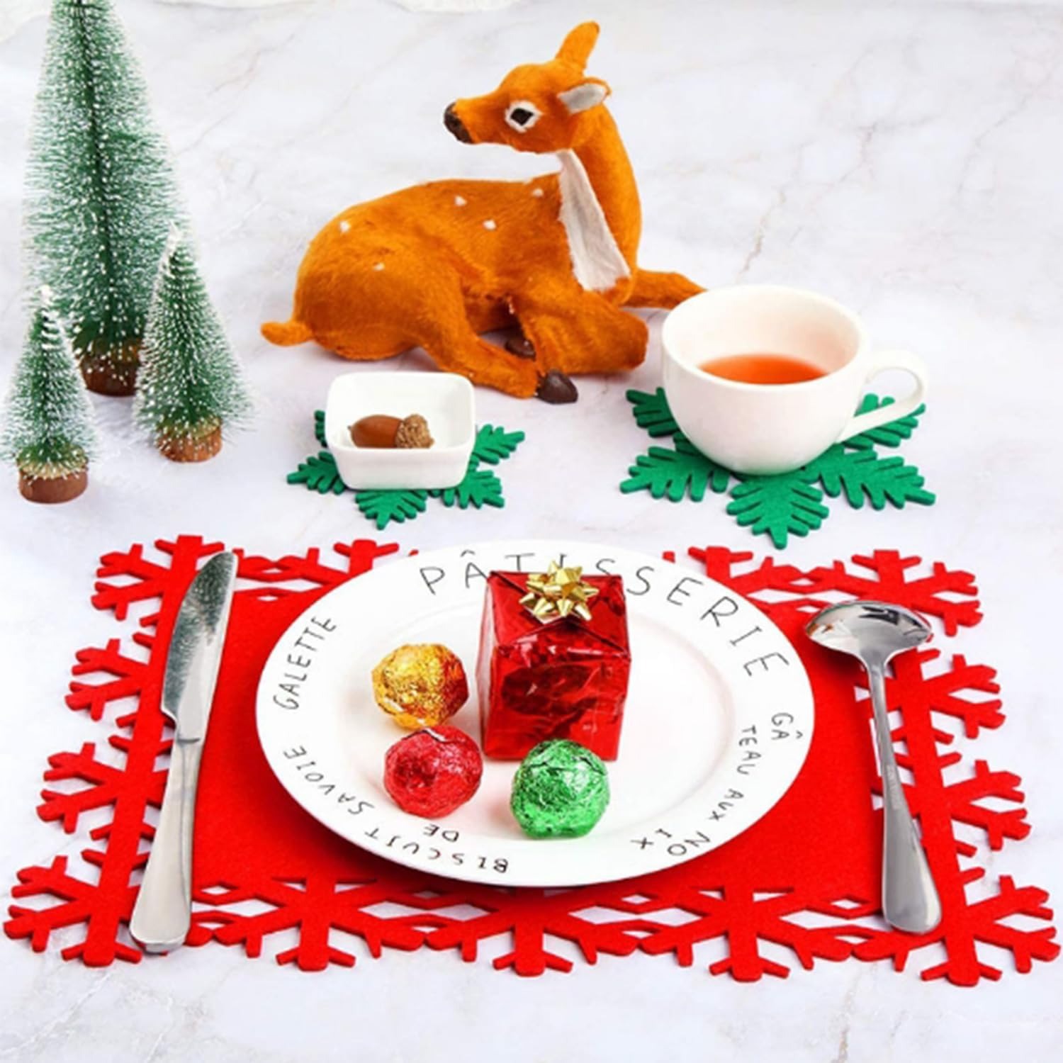 Christmas Placemat And Coaster Set For Dining Table Decor_voghion.com