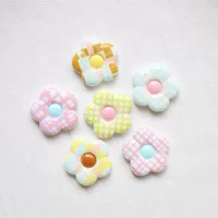Симпатичные клетчатые цветы мультфильм ручной работы diy ювелирные аксессуары крем-резина смола мелкие аксессуары