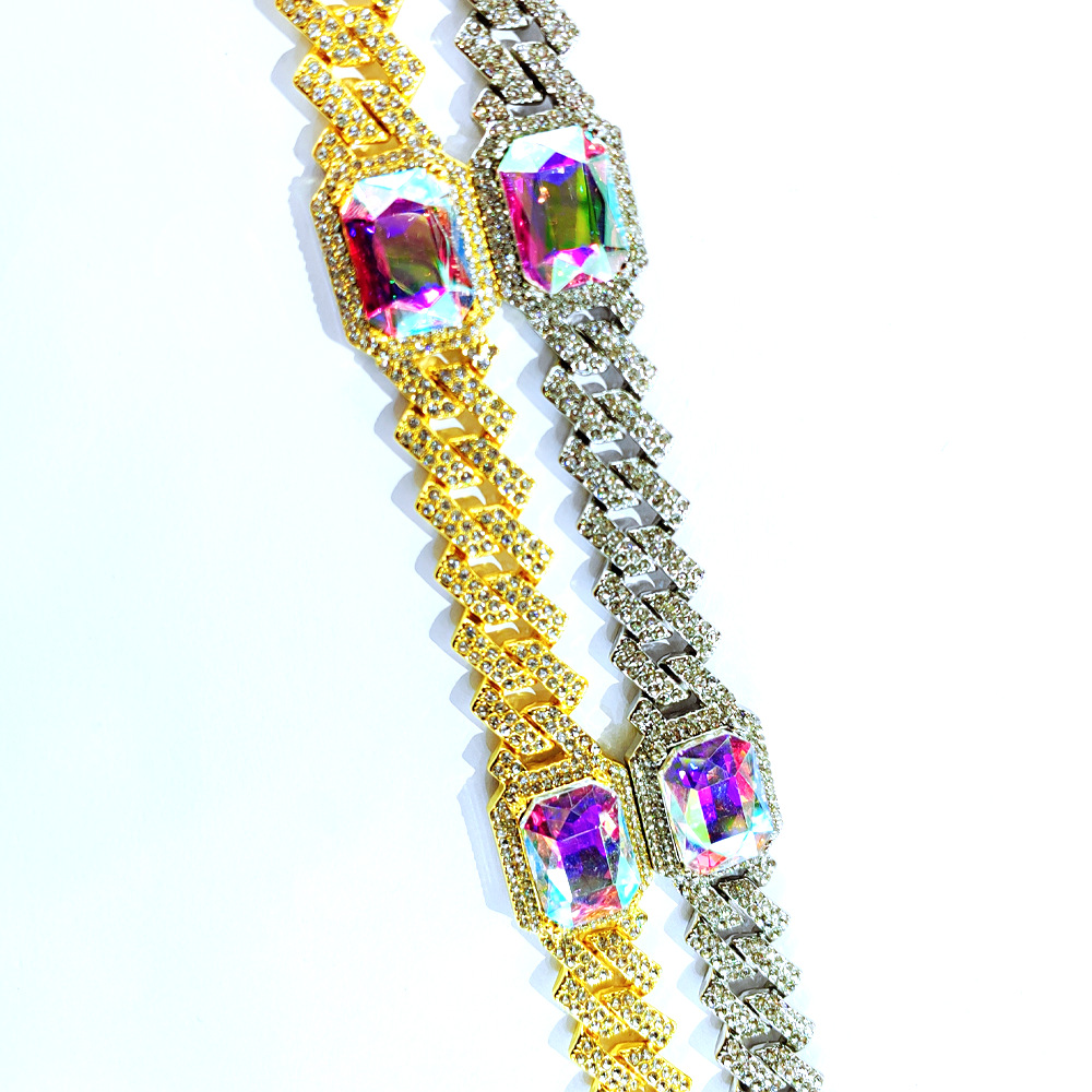 Hip-Hop Square Alloy Plating Inlay Rhinestones Unisex Necklace 1 Piece