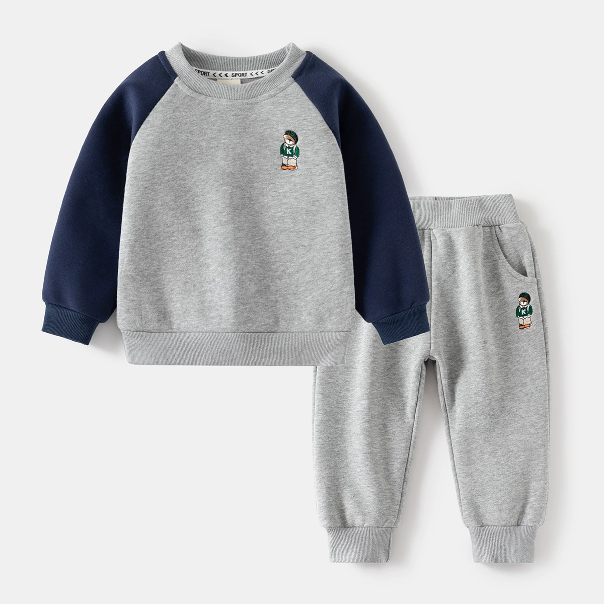 Детский флисовый костюм 2025: новая коллекция осень-зима, свитшот и брюки, флисовый комплект из двух предметов для мальчиков, оптовая продажа детской одежды