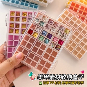 New Nail Art Accessory Storage Box with 48 Compartments, Japanese-Style Nail Salon Exclusive Alloy Diamond Accessory Organizer Storage Box