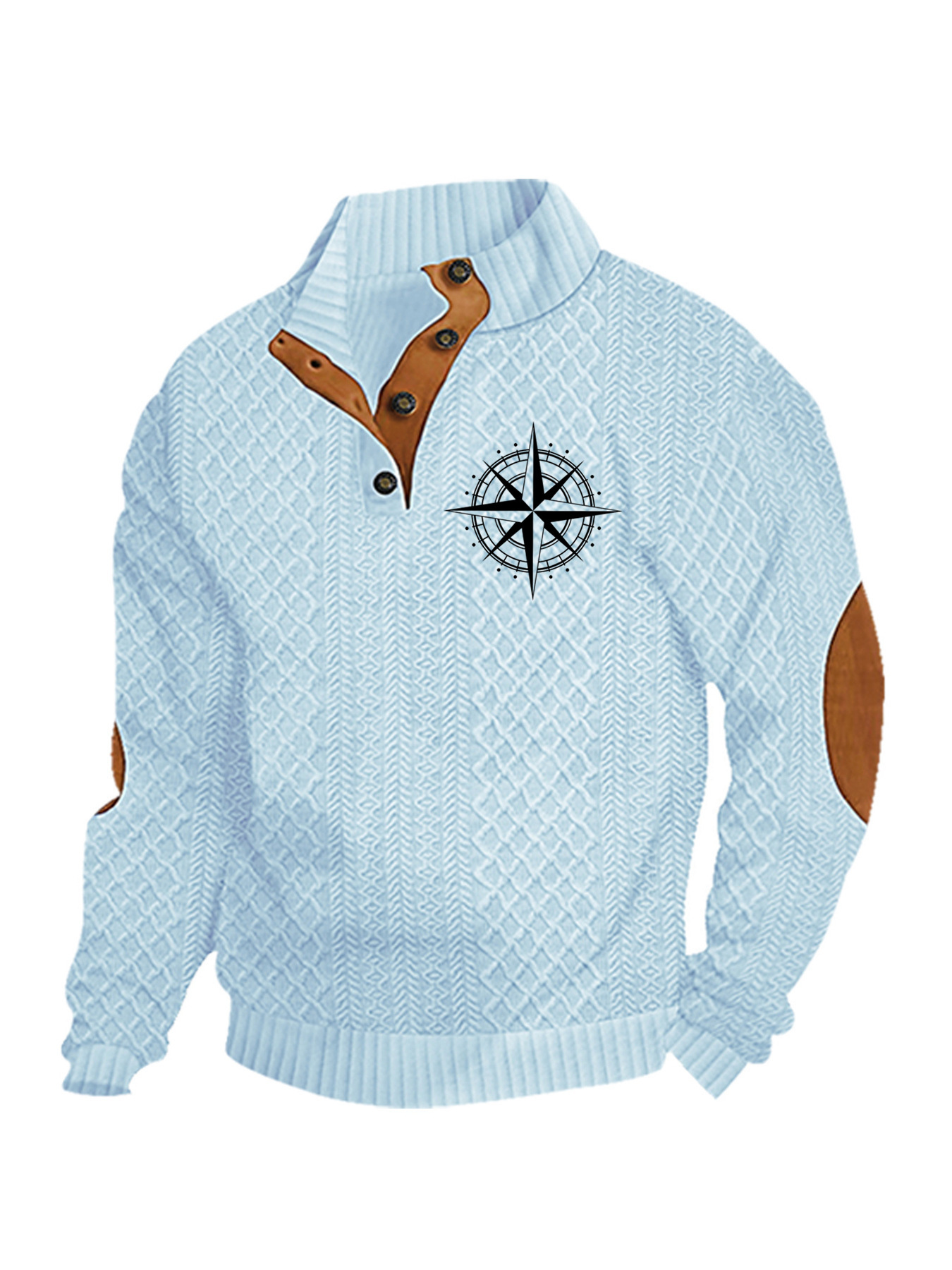Transfronterizos Amazon otoño invierno caliente tamaño europeo para hombres al aire libre imitación de cuello de manga larga impresa hoodie de tres botones