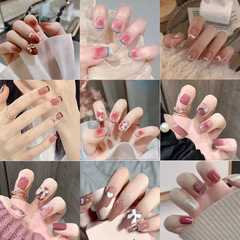 手工穿戴甲片批發甜酷穿戴甲短款美甲甲片法式穿戴式指甲貼批發