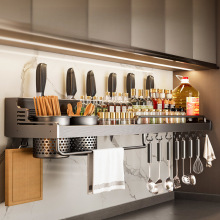 厨房收纳置物架免打孔多功能筷子刀架家用调料用品大全壁挂架挂钩