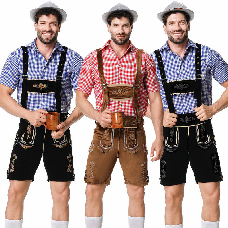 Foreign Trade Supply German Traditional Men's Beer Suit Overalls Oktoberfest Carnival Performance Stage Outfit