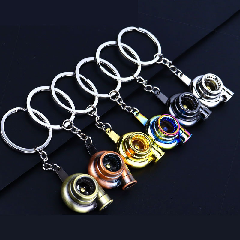 Creative car modified turbocharged keychain metal turbo keychain pendant advertising small gifts wholesale