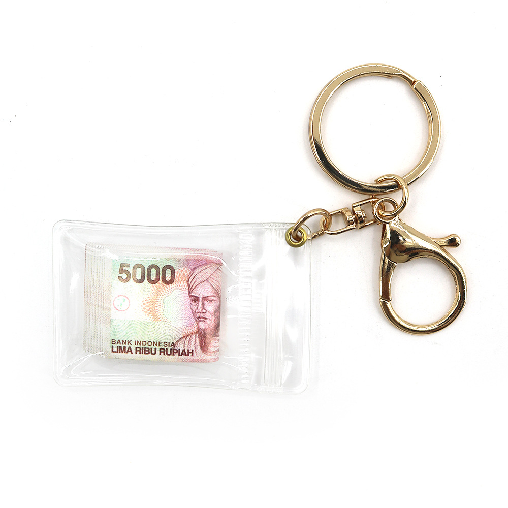 Simulación de dólar de Taiwán, dólar estadounidense, libra, won coreano, moneda indonesia, llavero, colgante de billetes de papel, medalla de oro, colgante de barra de oro, máquina de bebé