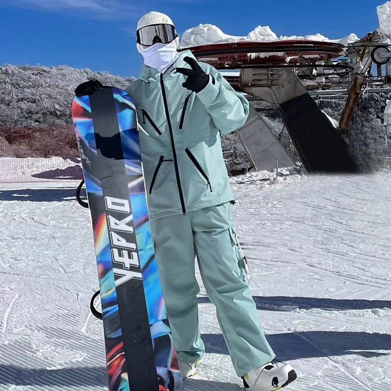Traje de esquí impermeable 3L menos 30 ° más terciopelo engrosado para hombres y mujeres pantalones de esquí para parejas más chaqueta grasa