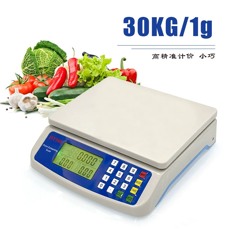 Электронные весы DT580 для взвешивания фруктов на трансграничных платформах, 30 кг, точные кухонные весы в граммах, бытовые компактные весы для определения цены