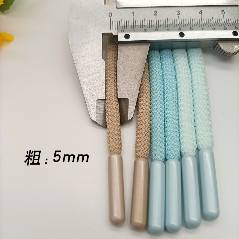 5mm五金收口头涤纶钩针圆绳卫衣帽绳休闲腰裤绳滴胶抽绳辅料