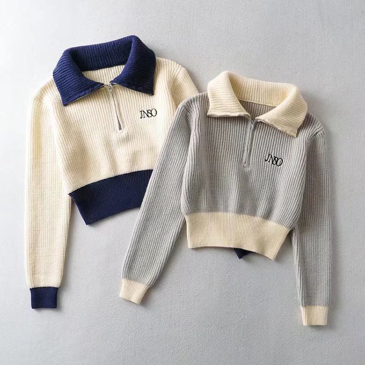 Autumn short cardigan with zipper