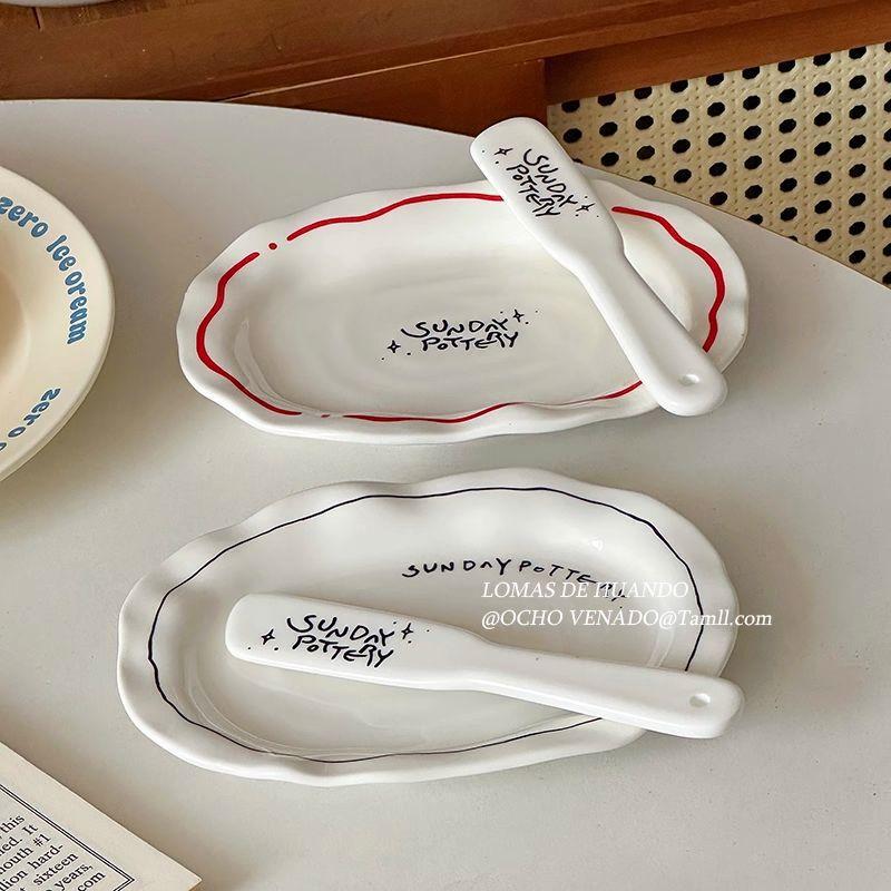 Minimalist Ins-Style Irregular Cake Dessert Plate Trendy Korean Letter Breakfast Bread Jam Spatula Minimalist Ins-Style Irregular Cake Dessert Plate Trendy Korean Letter Breakfast Bread Jam Spatula