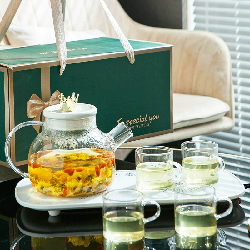 Чайник для заваривания чая с постоянной температурой, один чайник с четырьмя чашками, подогреватель молока, высококачественное боросиликатное стекло, изолированный подарочный набор для заваривания цветочного чая и молока, сувенирный подарок