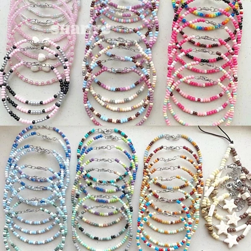 No packaging rice beads bracelet wholesale stall bracelet beads high color value sweet cute ins wind diy finished comic exhibition