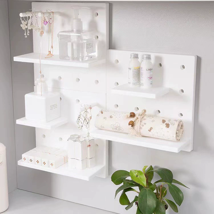 Настенная перфорированная полка для хранения, органайзер для девочек, без сверления, для спальни, общежития, студенческой комнаты.