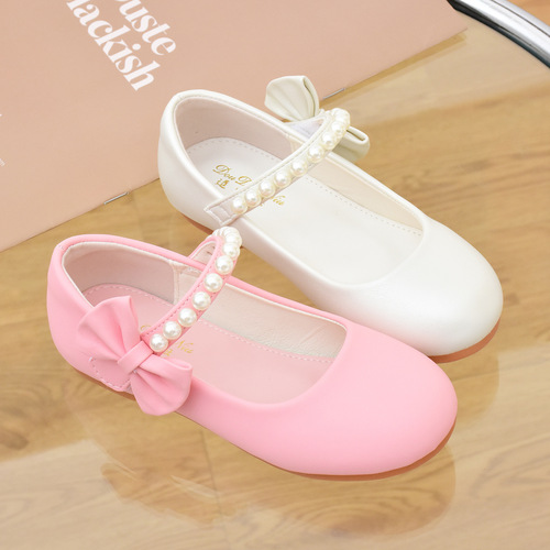 Children's White Princess Soft Sole School Shoes for Kids, Spring and Autumn Season Baby Girl Shoes, Single Strap, for Children and Performances