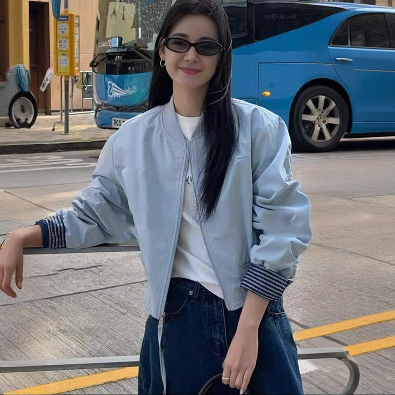 2025高端欧货秋季新款百搭圆领棒球服外套小个子宽松高级感夹克女|undefined