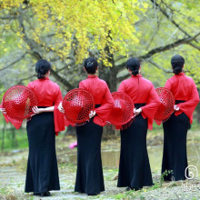 古风帽子镂空斗笠红黑色走秀吊珠流苏斗笠侠女帽摄影表演舞蹈旗袍