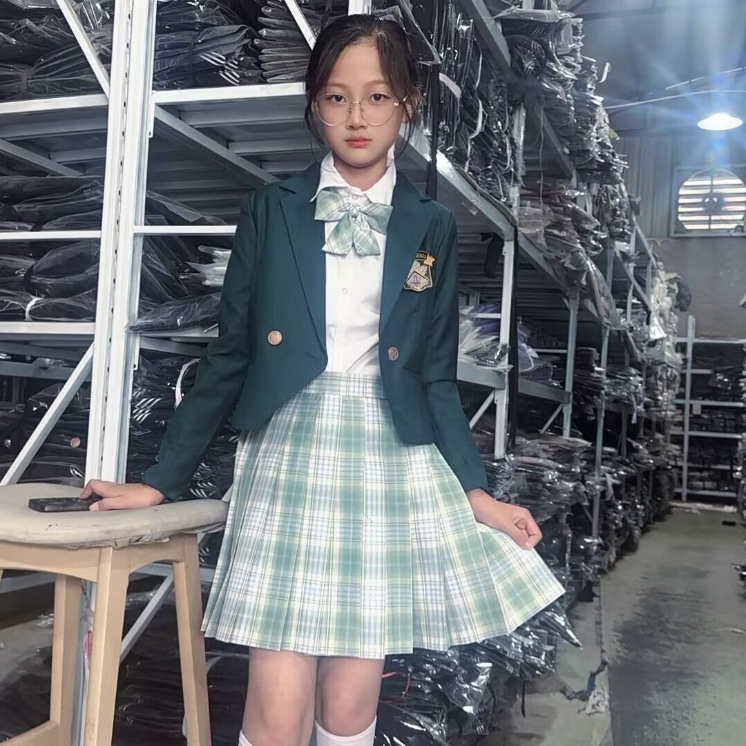 JK 유니폼 블레이저 가을 겨울 오리지널 대학 스타일 학교 공급 감각 작은 정장 격자 무늬 스커트 정장 일본 여성