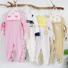 国境を越えた100% 綿のワンピース赤ちゃん服三点セットパジャマ長袖爬行服赤ちゃんパジャマ帽子