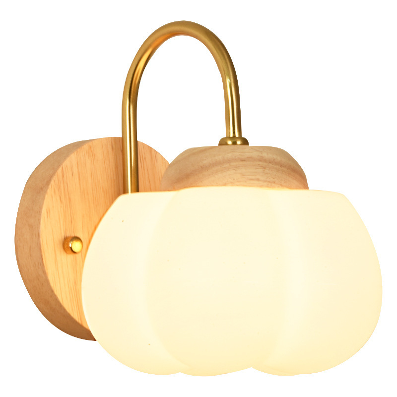 Gran vista lámpara de pared del dormitorio lámpara de cabecera de cama de viento crema de fondo de la sala de estar lámpara de pared de madera de estilo japonés nueva lámpara de algodón L271