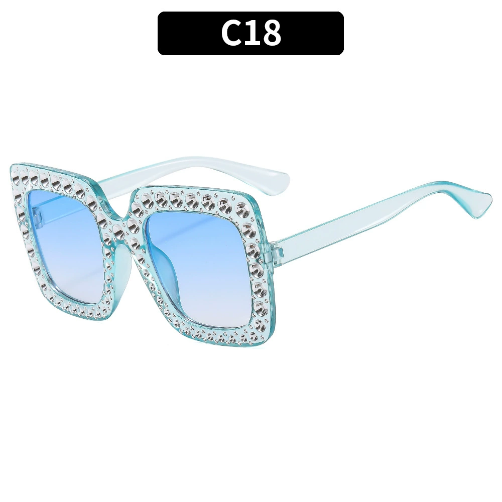 Retro Square Sunglasses, Multicolour European Style, Oversized Rhinestone Frame