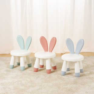 Children's Small Chair Baby Cute Cartoon Small Bench Home Scandinavian Small Stool Low Stool Baby Back Chair Plastic