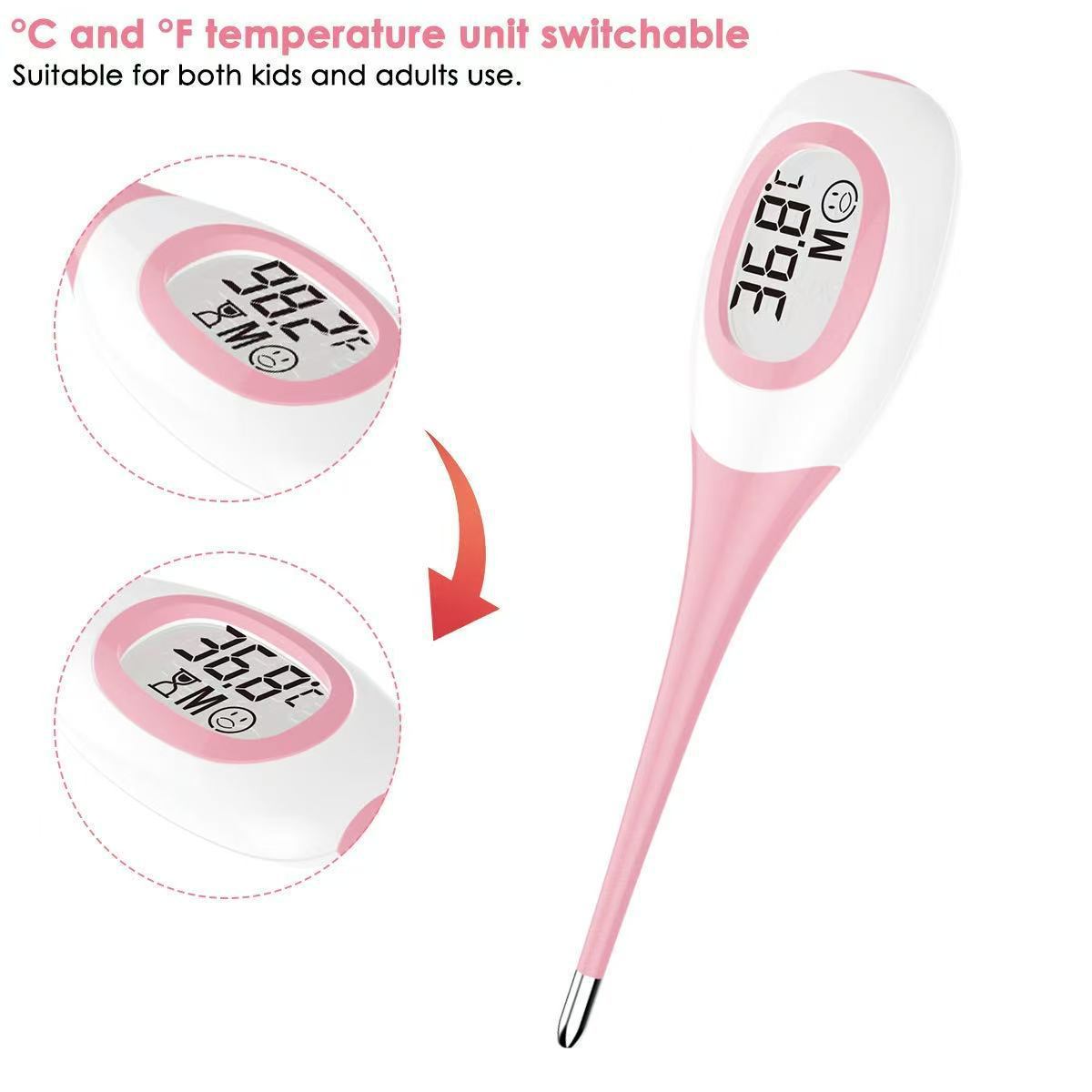 Eu Ce 8-Second Rapid Thermometer Electronic Thermometer Cross-Border Thermometer Lcd Three-Color Backlight Soft-Head Thermometer