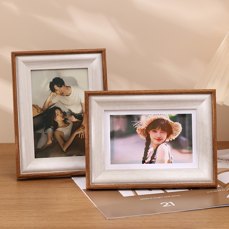 简约拼色相框摆台6寸7810寸a4木质拼图画框空框批发拍立得相框