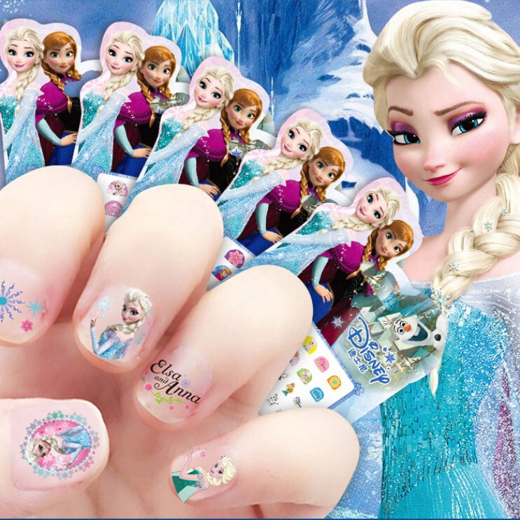Authentic 3D Little Mermaid Children's Nail Stickers Baby Girl Pony Frozen Princess Cartoon Nail Stickers