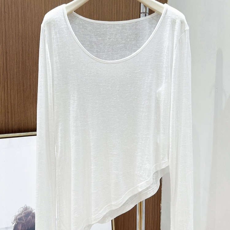 White Ice Silk Knitted Long-Sleeve T-Shirt Cover-Up for Women, Summer Thin Style, Beach Sun Protection, Paired with Dance Yoga Pants Top White Ice Silk Knitted Long-Sleeve T-Shirt Cover-Up for Women, Summer Thin Style, Beach Sun Protection, Paired with Dance Yoga Pants Top