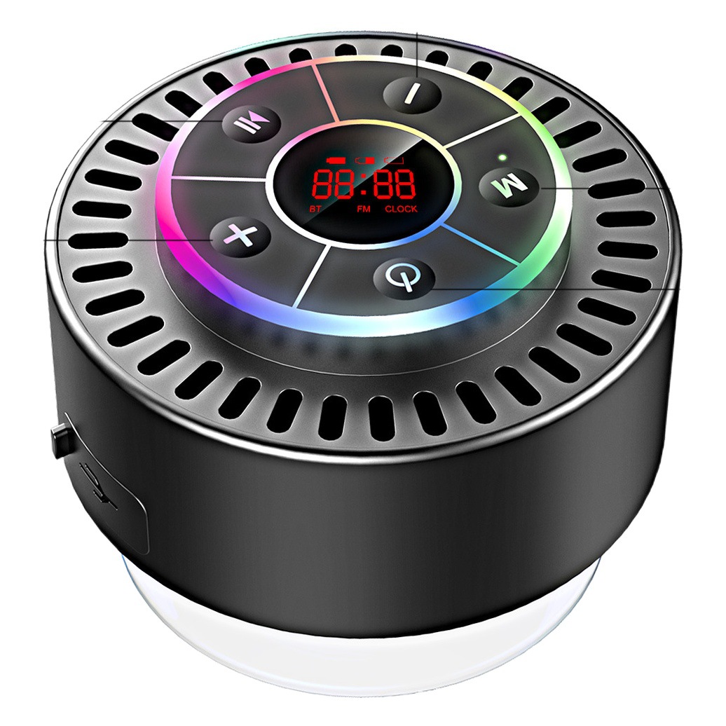 7-Nivel impermeable baño Bluetooth altavoz a prueba de polvo a prueba de golpes LED pantalla incorporada FM radio mini altavoz