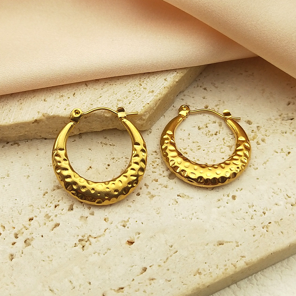 geometric glossy fashionable golden earrings stainless steel