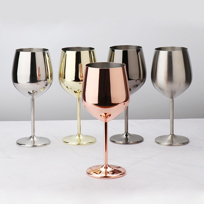 Copa de acero inoxidable de una sola capa de estilo europeo 500ml 18oz copa de champán de metal a prueba de caídas copa de vino tinto galvanizado en stock