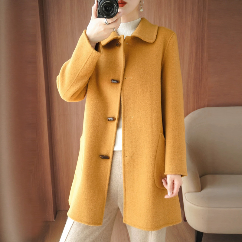 New autumn and winter 100% wool coat, women's woolen outerwear, mid-length, plus-size, double-faced wool coat, PND6003 New autumn and winter 100% wool coat, women's woolen outerwear, mid-length, plus-size, double-faced wool coat, PND6003