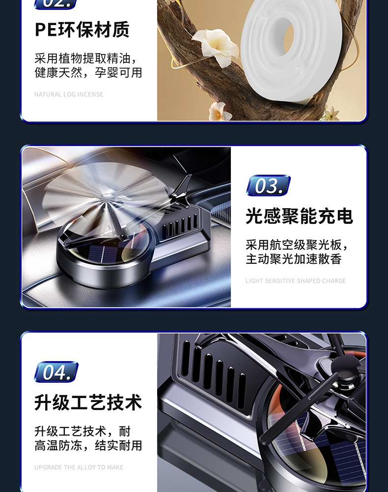 Cross-Border Car Aromatherapy Helicopter Car Perfume Ornaments Solar Aircraft Car Long-Lasting Fragrance High-End Decoration