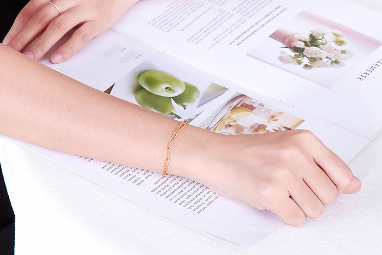 new fashion simple thick chain paper clip chain bracelet set wholesale nihaojewelry