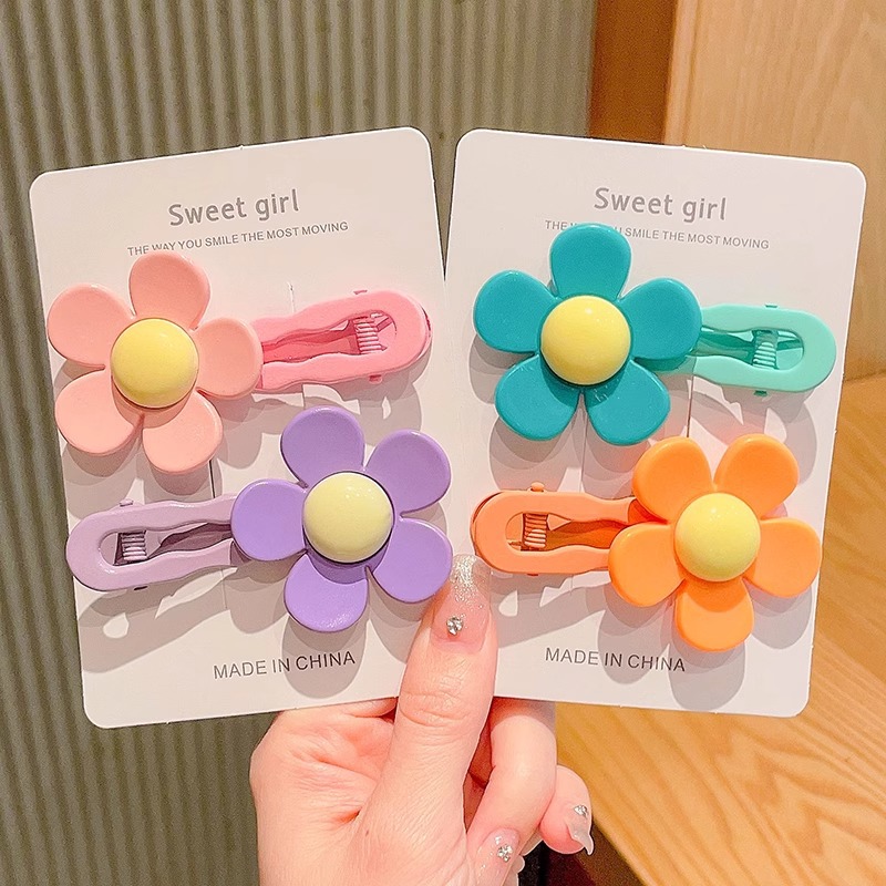 Hermosas flores para el cabello para niños coloridos dulces pinzas de cabello laterales pinzas de frangeas niñas pinzas de cabello trituradas adornamientos para el cabello