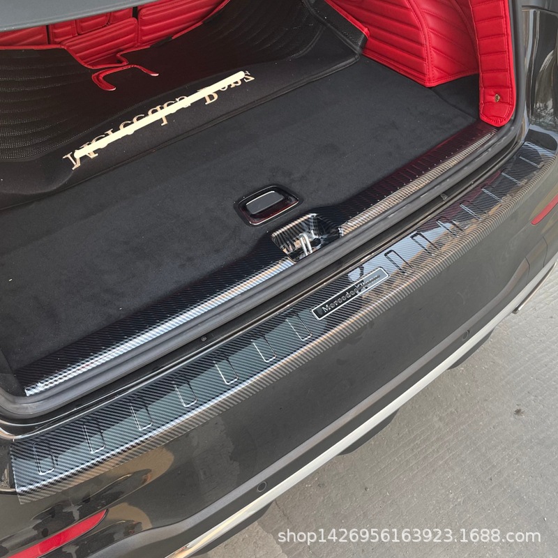16奔驰GLC后护板ABS碳纤改装门槛条 适用Benz Glc尾门迎宾脚踏板K