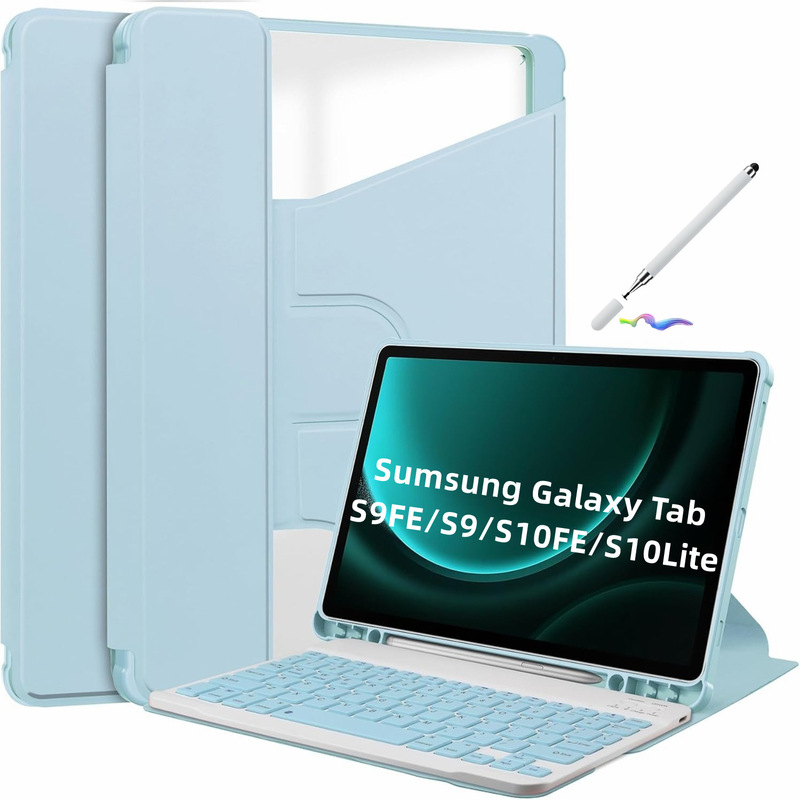 Samsung S10Lite Tablet Protective Case S10Fe Transparent Shell 360 Rotation A9Plu Touch Keyboard Pen Slot Suitable Samsung S10Lite Tablet Protective Case S10Fe Transparent Shell 360 Rotation A9Plu Touch Keyboard Pen Slot Suitable