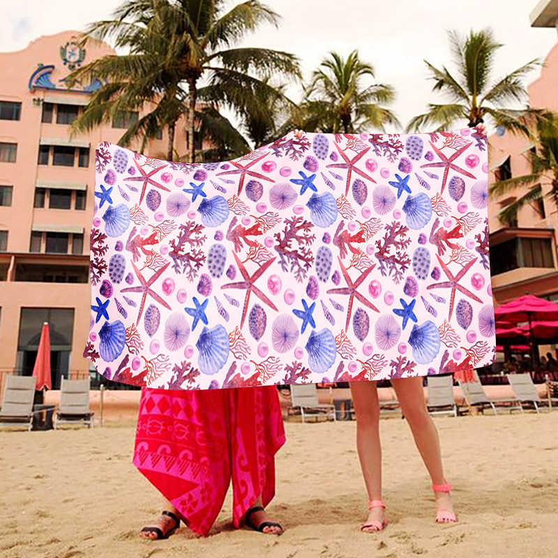 Toallas de baño de secado rápido transfronterizas, toallas de playa, toallas de capa portátiles y portátiles, toallas de baño impresas y absorbentes, personalización térmica al por mayor