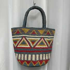 彩虹编织包包女式日系新款时尚小清新斜挎饺子包大容量单肩通勤包