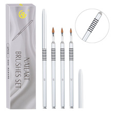 八个圈水晶雕花笔套装白色盒装 雕花美甲笔防滑螺纹金属杆美甲笔