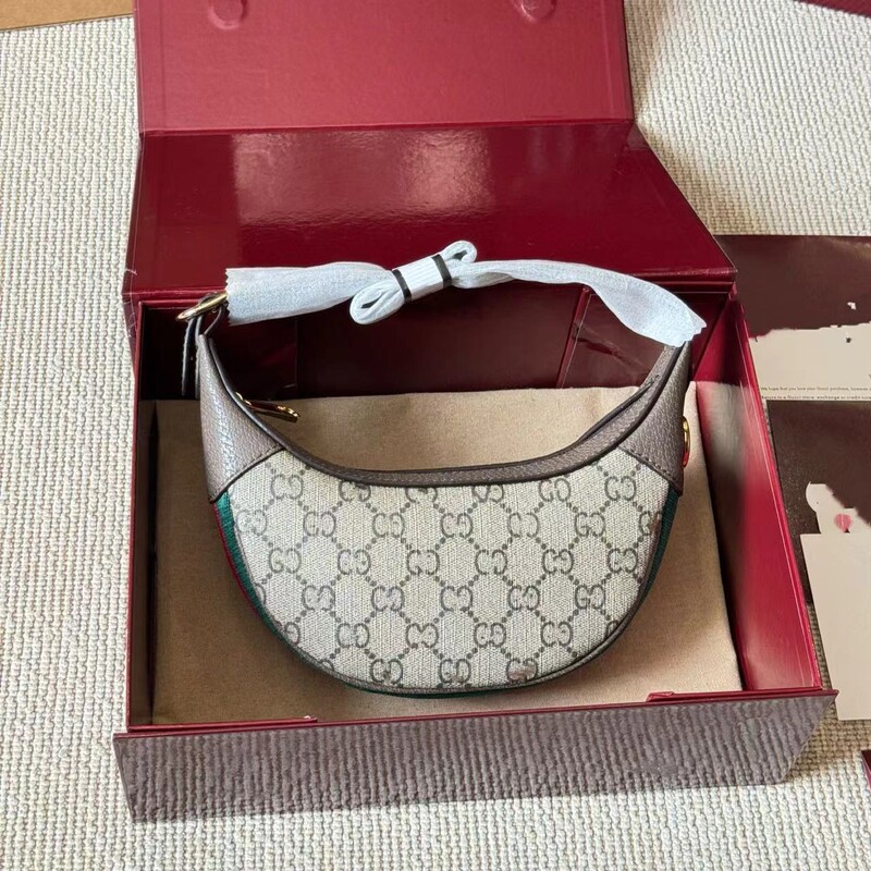 Original Leather Double g with Logo High Quality Presbyopic Crescent Bag Underarm Half Moon Bag Ophida Croissant Bag