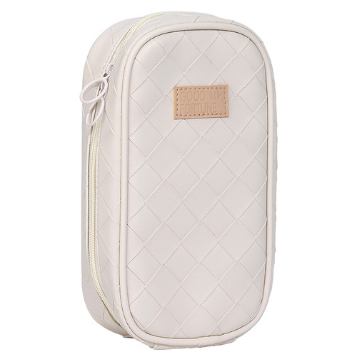 New large-capacity woven pencil case, portable high-looking pencil case, multi-functional stationery box, classified storage bag